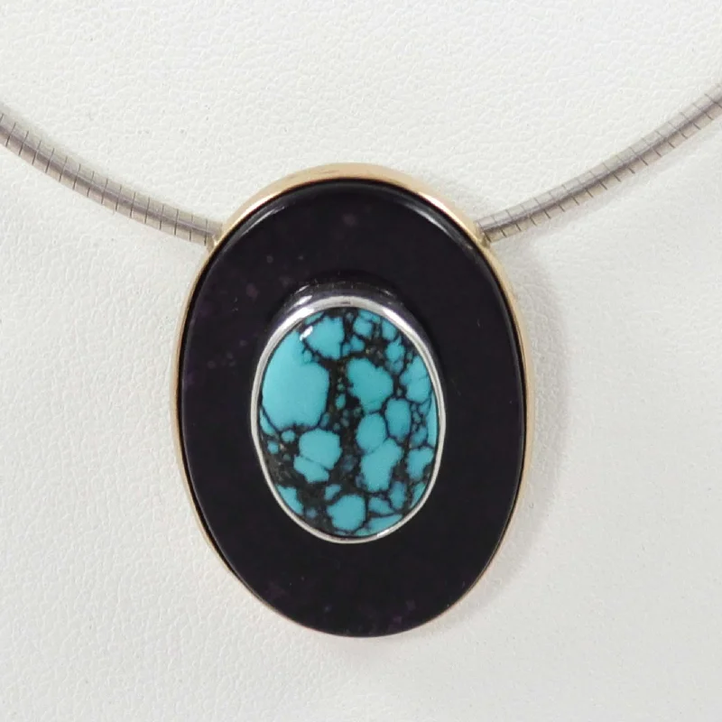 Unique necklaces and pendants with tree of life motifs for nature-inspired elegance-Turquoise and Sugilite Pendant