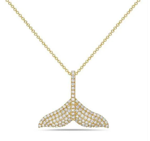 Best necklaces and pendants with intricate beadwork for a bohemian-inspired look-14K DIAMOND WHALE TAIL PENDANT