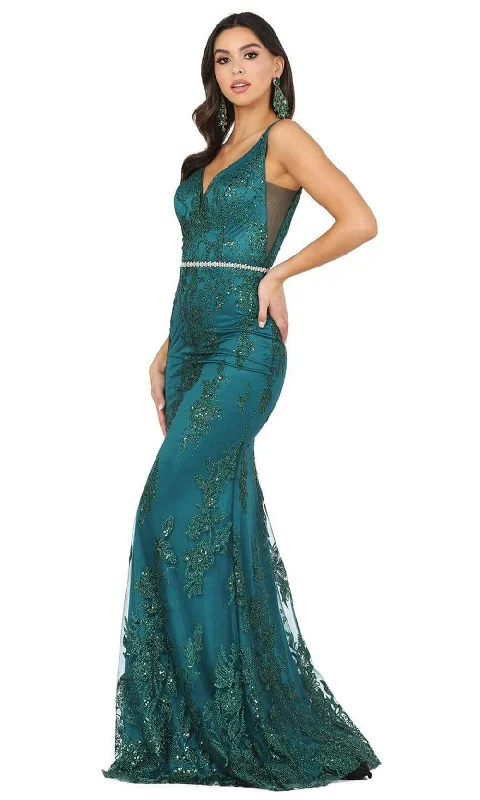 Plus size dresses featuring tiered skirts feel fun -Dancing Queen - 2946 Sleeveless V Neck Embellished Mermaid Prom Dress