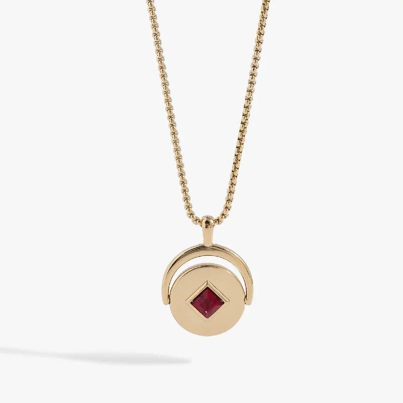 Trendy necklaces and pendants with geometric shapes for a modern aesthetic-January Birthstone and Flower Flip Charm Necklace