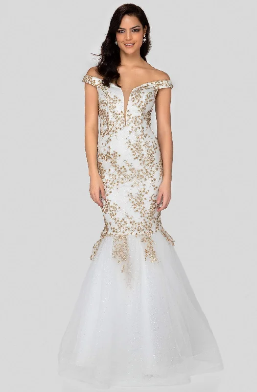 Plus size dresses with ruched details hide flaws -Terani Couture - 1911P8646 3D Vine Embellished Mermaid Gown