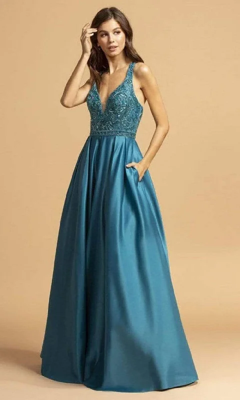 Plus size dresses for festive events shine loud -Aspeed Design - L2174 Sleeveless A-Line Evening Dress