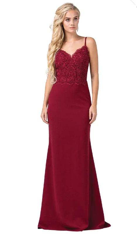 Plus size dresses with flowing skirts move freely -Dancing Queen - 2620 Lace V-neck Trumpet Dress