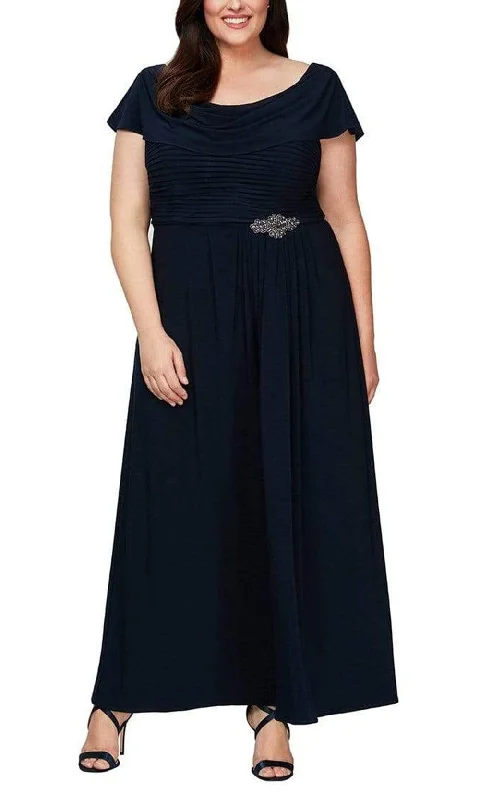 Plus size dresses featuring gemstone details shine subtle -Alex Evenings - 84351491 Matte Jersey A-line Dress