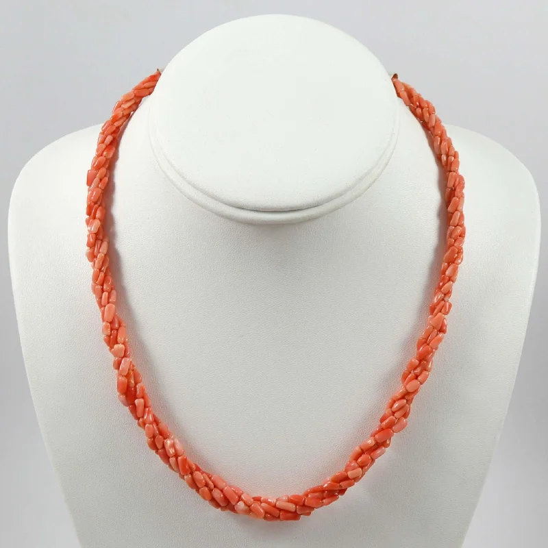 Beautiful necklaces and pendants with diamond halo settings for extra brilliance-Pink Coral Necklace