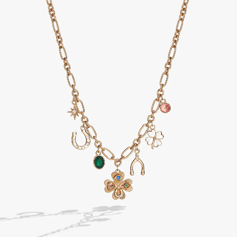 Beautiful necklaces and pendants with diamond halo settings for extra brilliance-Lucky Four Leaf Clover Charm Necklace