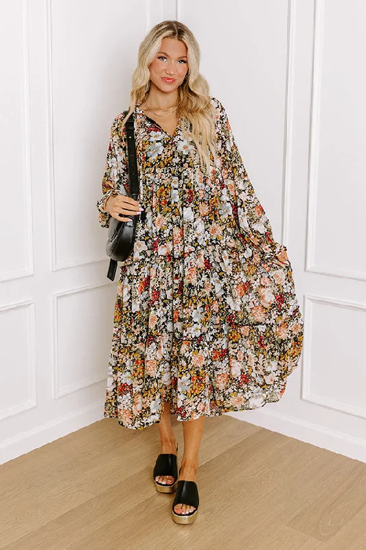 Plus size dresses with soft textures feel cozy -Feeling Romantic Floral Midi