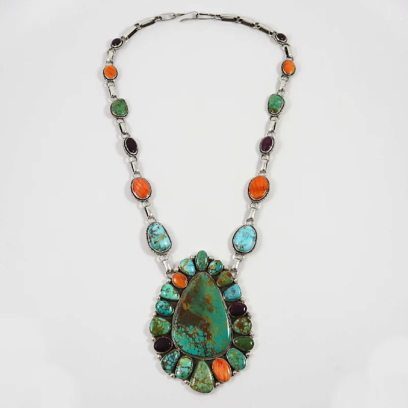 Best necklaces and pendants with rose gold for a warm and romantic appeal-Turquoise and Spiny Oyster Shell Necklace