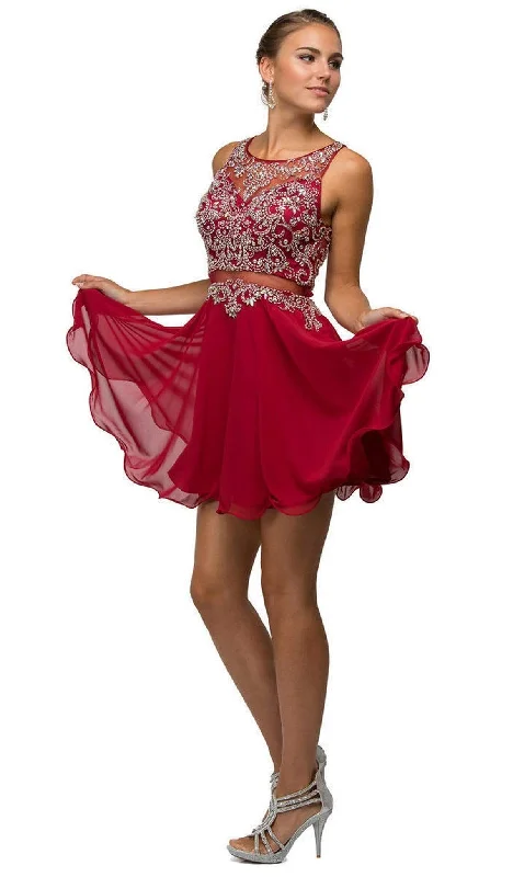 Plus size dresses with soft textures feel cozy -Dancing Queen - 9550 Mock Two-Piece A-Line Short Homecoming Dress