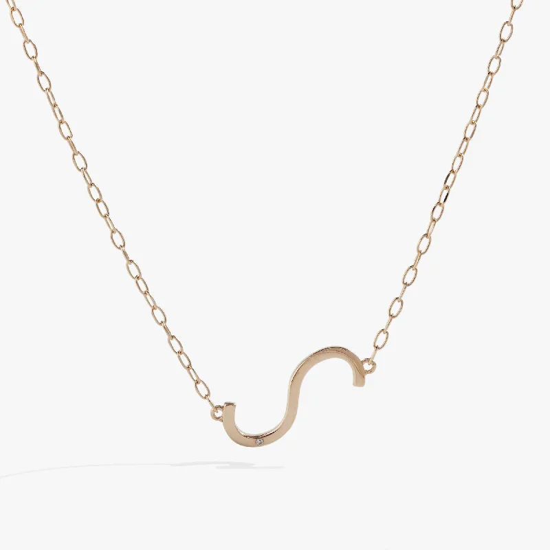 Best necklaces and pendants with intertwined designs for a symbol of unity-Initial S Precious Elongated Necklace