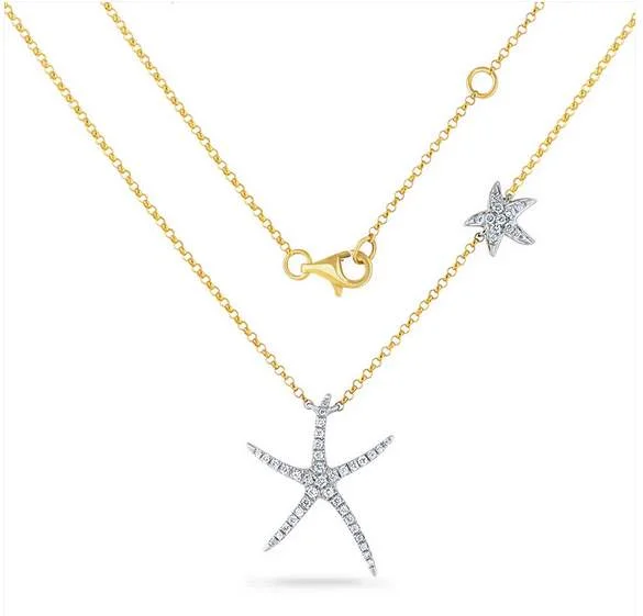 Stunning necklaces and pendants with turquoise and gold for a vibrant, earthy look-14K ALL WHITE GOLD STARFISH NECKLACE