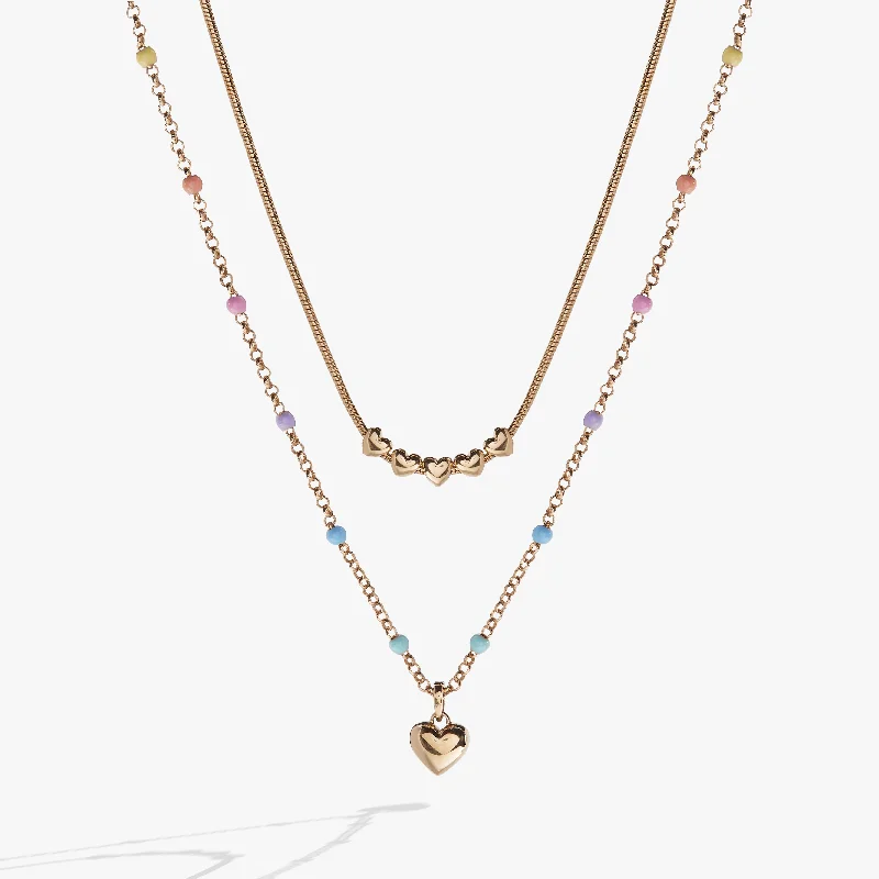 Best necklaces and pendants with butterfly pendants for a delicate, light style-Multi Colored Heart Layered Necklace