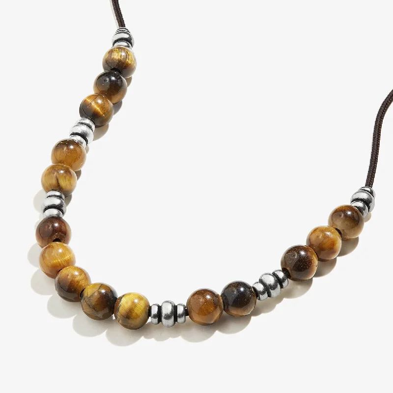 Necklaces and pendants with zodiac constellation designs for an astrological touch-Tiger's Eye Gemstone Beaded Necklace, Men's