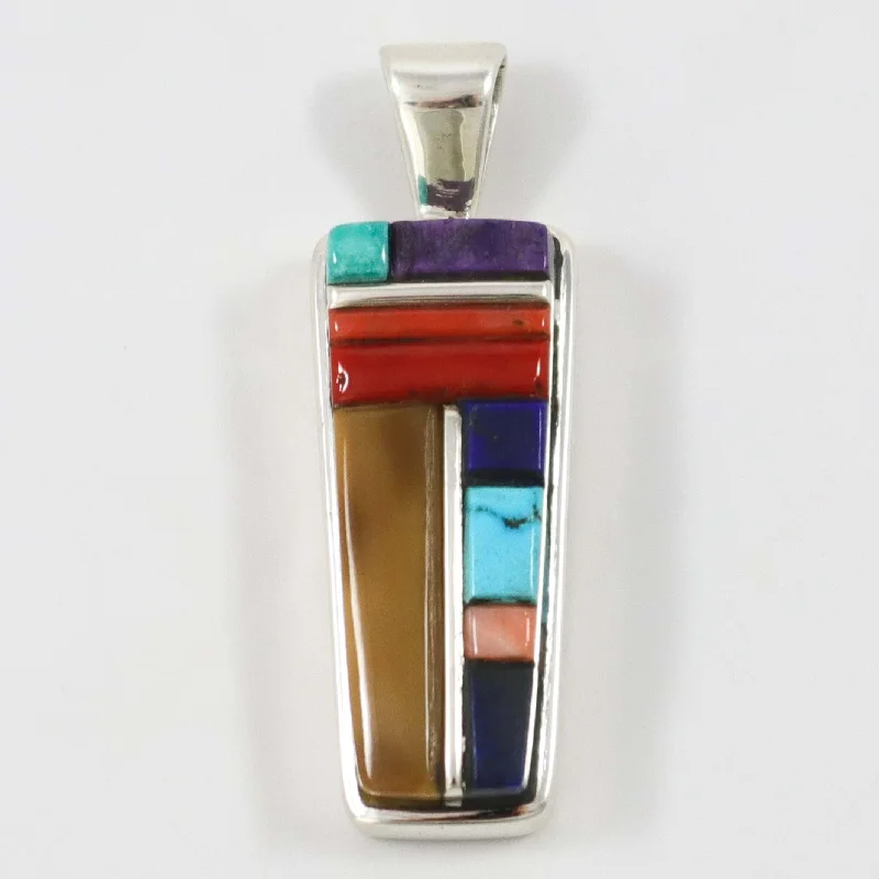 Beautiful necklaces and pendants with layered chains for a fashionable, chic look-Multi-Stone Inlay Pendant