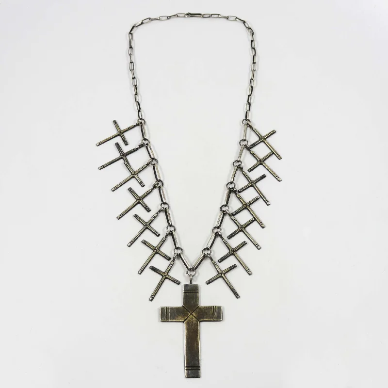 Necklaces and pendants with pearls for a classic and sophisticated touch-Sandcast Cross Necklace