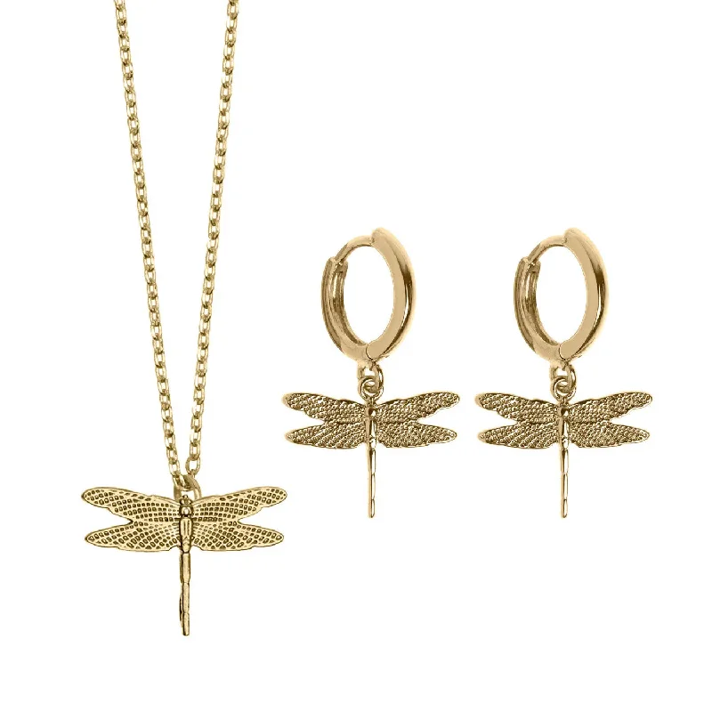 Best necklaces and pendants with zodiac signs for a celestial, astrology-inspired vibe-Dragonfly Set Necklace and Earrings