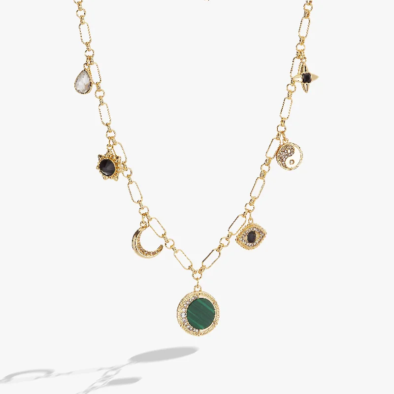 Best necklaces and pendants with layered designs for a chic, stacked look-Malachite Charm Necklace