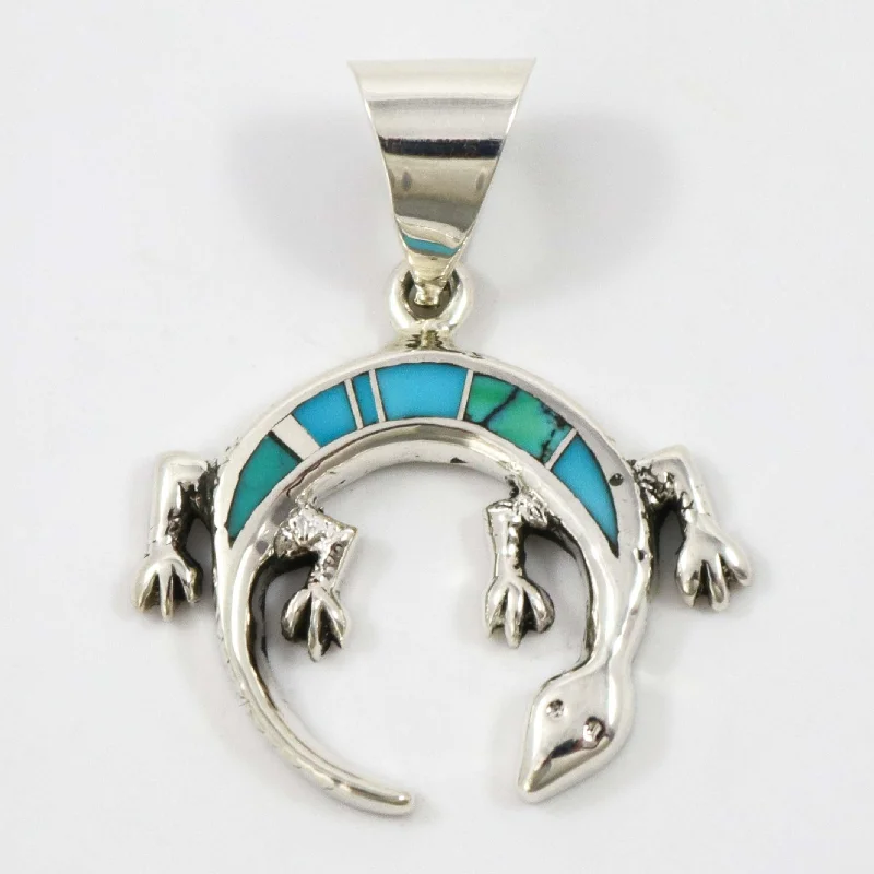 Best necklaces and pendants with turquoise stones for a vibrant boho-chic look-Inlay Lizard Pendant