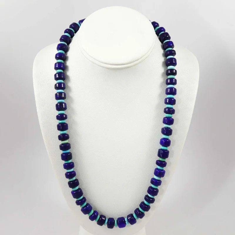 Layered necklaces and pendants for a trendy and fashionable stacked look-Lapis and Turquoise Necklace