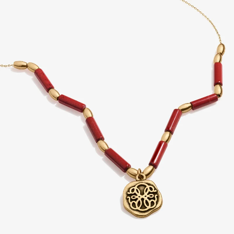 Best necklaces and pendants with heart-shaped lockets for a sentimental keepsake-Path of Life® Charm + Red Jasper Necklace