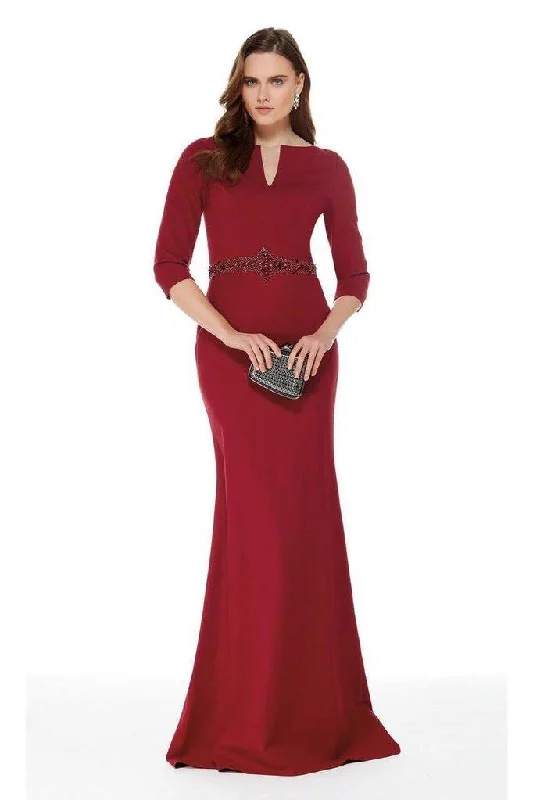 Plus size dresses for spring bloom with grace -Alyce Paris - 27007 Mid Length Sleeves Sheath Jersey Evening Gown