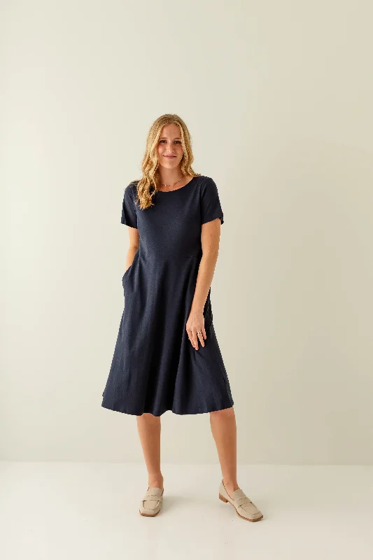 Plus size dresses with sleek designs suit all -'Marianne' Fit & Flare Cotton Blend Dress