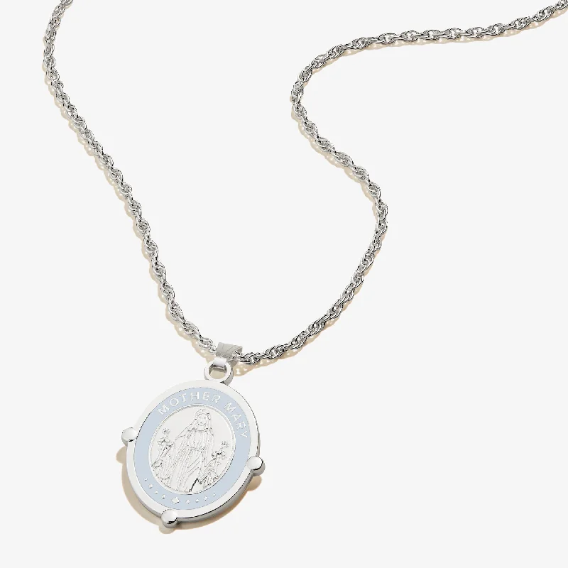 Necklaces and pendants with angel wing motifs for a spiritual, meaningful design-Mother Mary Embossed Charm Necklace