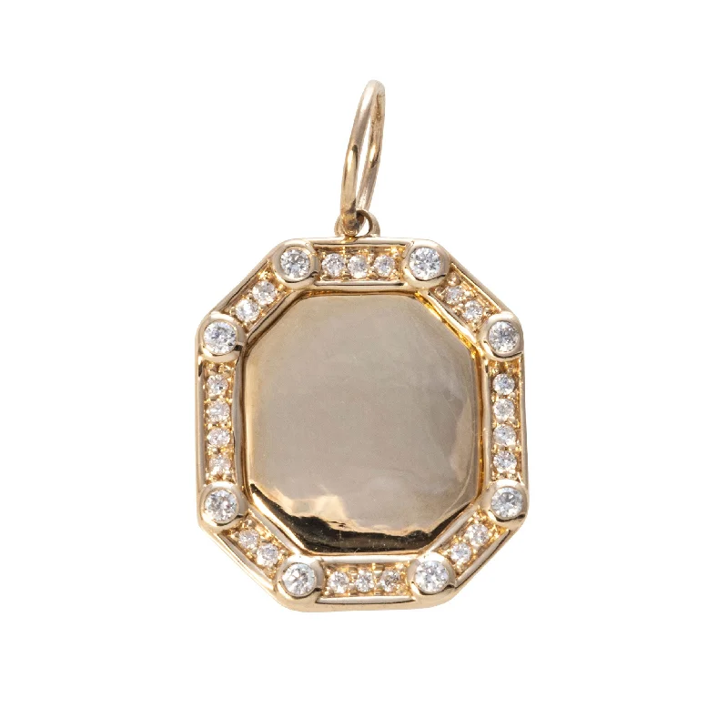 Best necklaces and pendants for weddings with matching designs for bride and groom-.23ct Diamond 14K Yellow Gold Rectangular Octagon Pendant