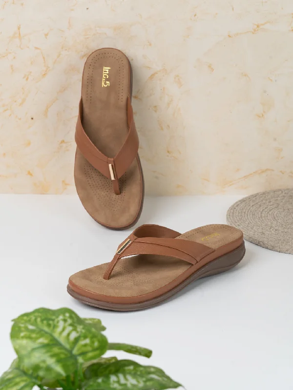 Trendy sandals for men with fabric straps and casual design for laid-back style-Womens Tan Casual Solid Round Toe Sandals