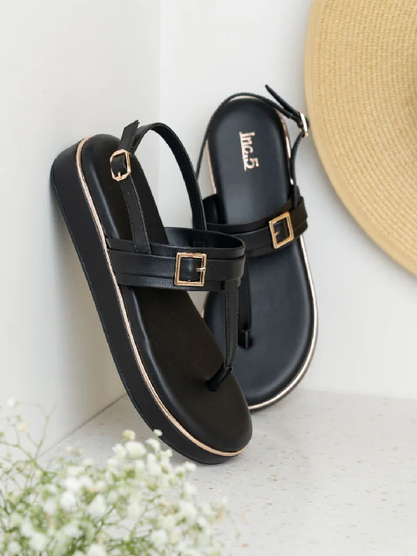 Stylish sandals for women with wide ankle straps and buckle detailing for fashionable look-Womens Black Casual Solid Round Toe Sandals