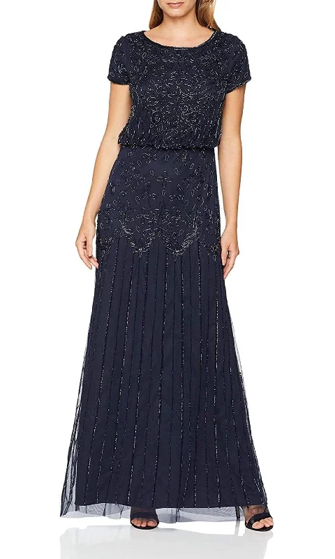 Plus size dresses featuring chevron prints are sharp -Adrianna Papell - 191906600 Embellished Mesh Blouson Evening Dress