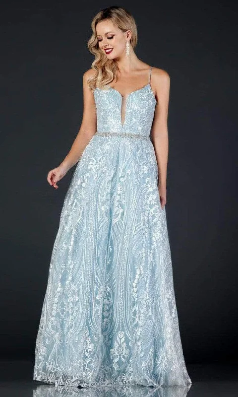 Plus size dresses featuring satin finishes feel smooth -Aspeed Design - L2373 Lace A-Line Simple Prom Dress