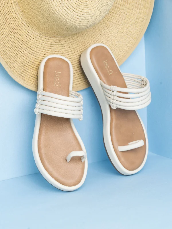 Beach sandals for men with quick-drying material and adjustable straps for outdoor wear-Womens Cream Casual Solid Round Toe Sandals