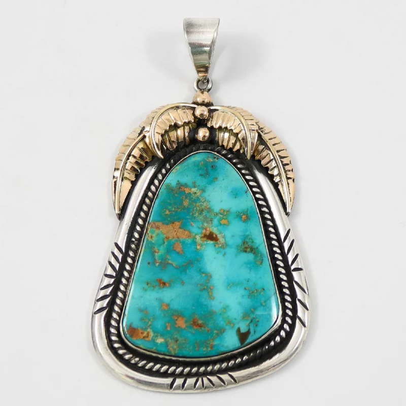 Unique necklaces and pendants with gemstones for a colorful and vibrant statement-1980s Pilot Mountain Turquoise Pendant