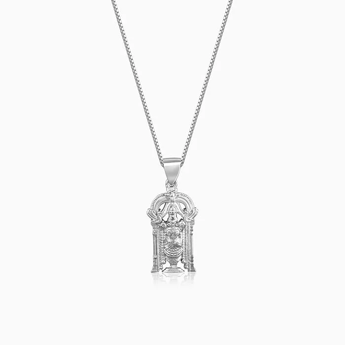 Stunning necklaces and pendants with amethyst gemstones for a calming effect-Silver Venkateswara Pendant with  Link Chain For Him