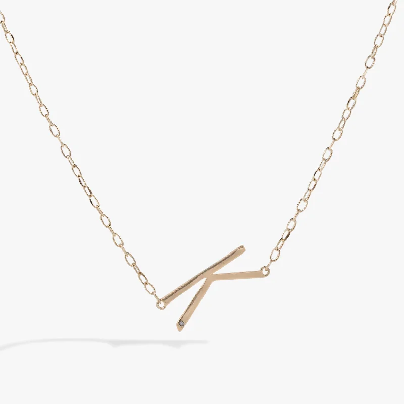 Best necklaces and pendants with personalized coordinates for a special keepsake-Initial K Precious Elongated Necklace