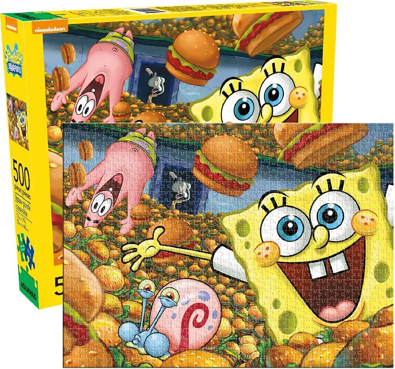 Vintage high-waisted pants for nostalgic wardrobe charm -SpongeBob SquarePants 500 Piece Jigsaw Puzzle