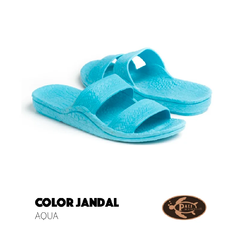 Comfortable sandals for men with velcro straps and soft material construction-Pali Hawaii Classic Jandal Aqua Blue Two Straps Adult Sandals