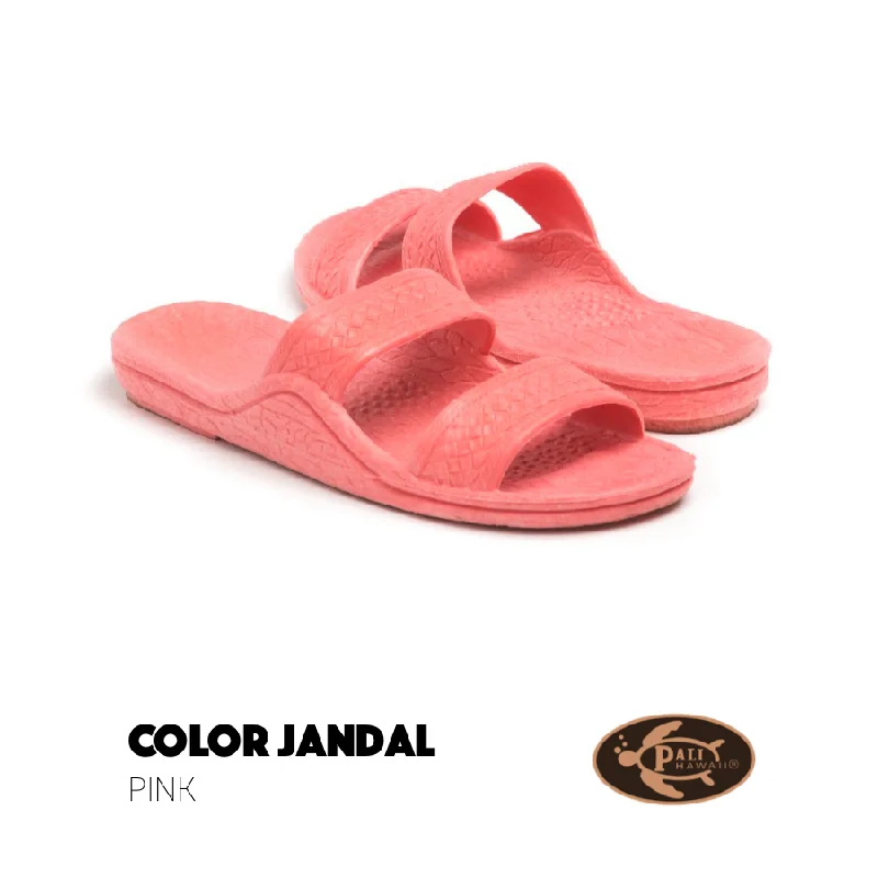 Elegant sandals for women with high heels and lace-up design for formal events-Pali Hawaii Classic Jandal Coral Pink Two Straps Adult Sandals