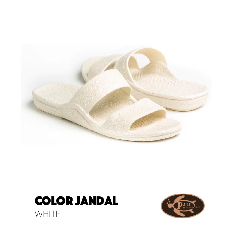 Stylish sandals for women with thong style and colorful detailing for fun-Pali Hawaii Classic Jandal White Two Straps Adult Sandals