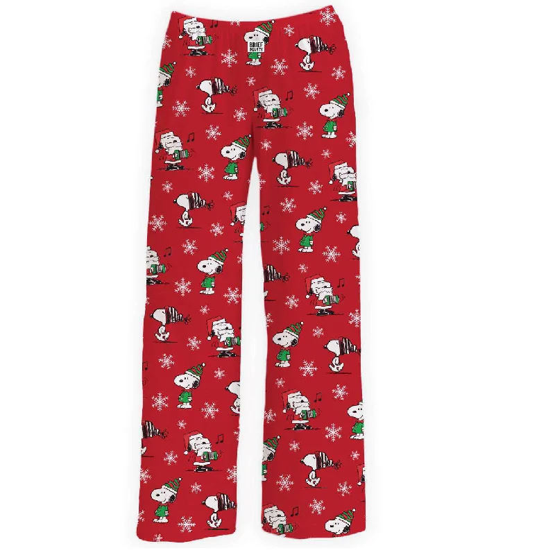 Tapered ankle pants for sleek modern silhouettes -Snoopy Christmas Red Lounge Pants with Snowflakes