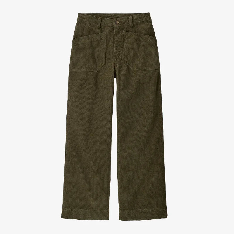 Versatile black pants for any occasion pairing -Women's Wide-Leg Corduroy Pants - Basin Green