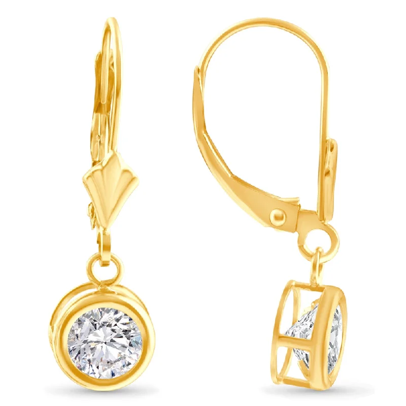 Hoop earrings with abstract wirework for an artistic, unique look-1.80Ct Diamond Lab Grown Dangle Lever Back Hoop Earrings 14k Yellow Gold