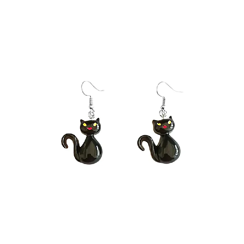 Best hoop earrings with gemstone accents for a colorful and elegant appearance-925 Silver Needle Ghost Cat Earrings