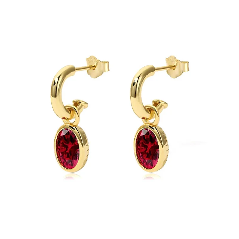 Best hoop earrings with sparkling cubic zirconia for a brilliant, budget-friendly effect-925 Silver Oval Red CZ Diamond Earrings