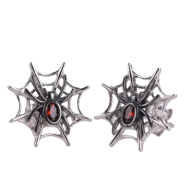 Hoop earrings with pearl accents for a chic and classic style-925 Silver Spider Web Earrings