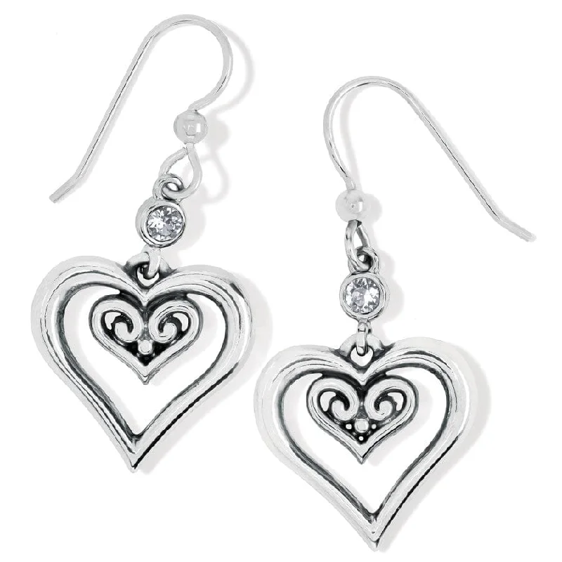 Hoop earrings with intricate designs for a unique and artistic appearance-Alcazar Duet Heart French Wire Earrings