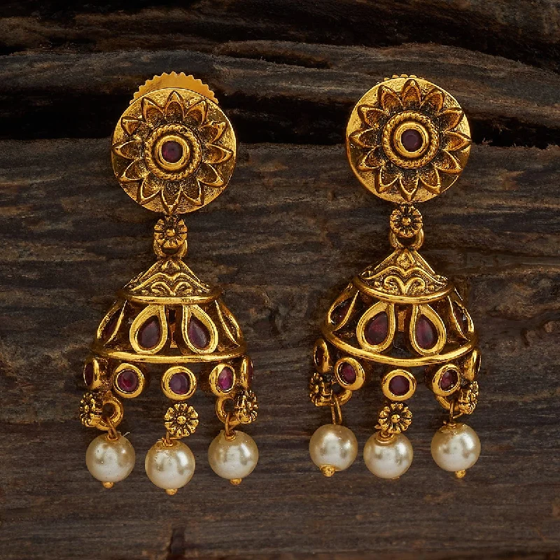 Hoop earrings with dangling charms for a playful and fun look-Antique Earring 173604