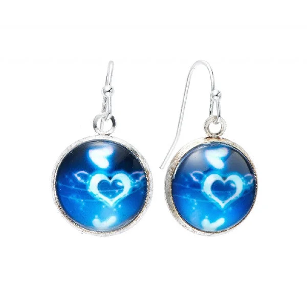 Large hoop earrings for a bold and statement-making fashion accessory-Blue Heart Print Earrings