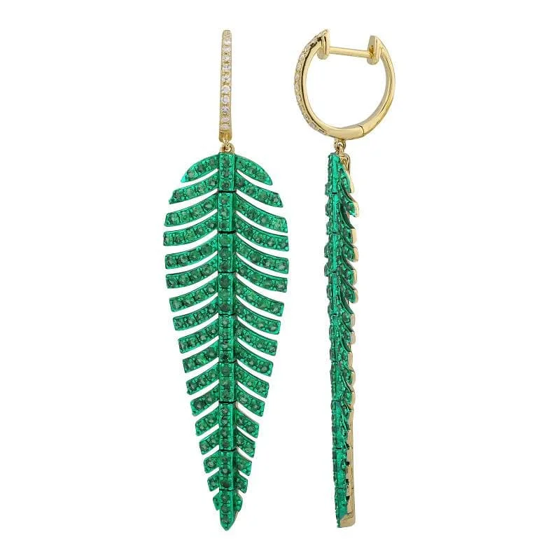 Best hoop earrings with detachable studs for a versatile and adjustable accessory-Bold Color Gemstone Feather Earrings